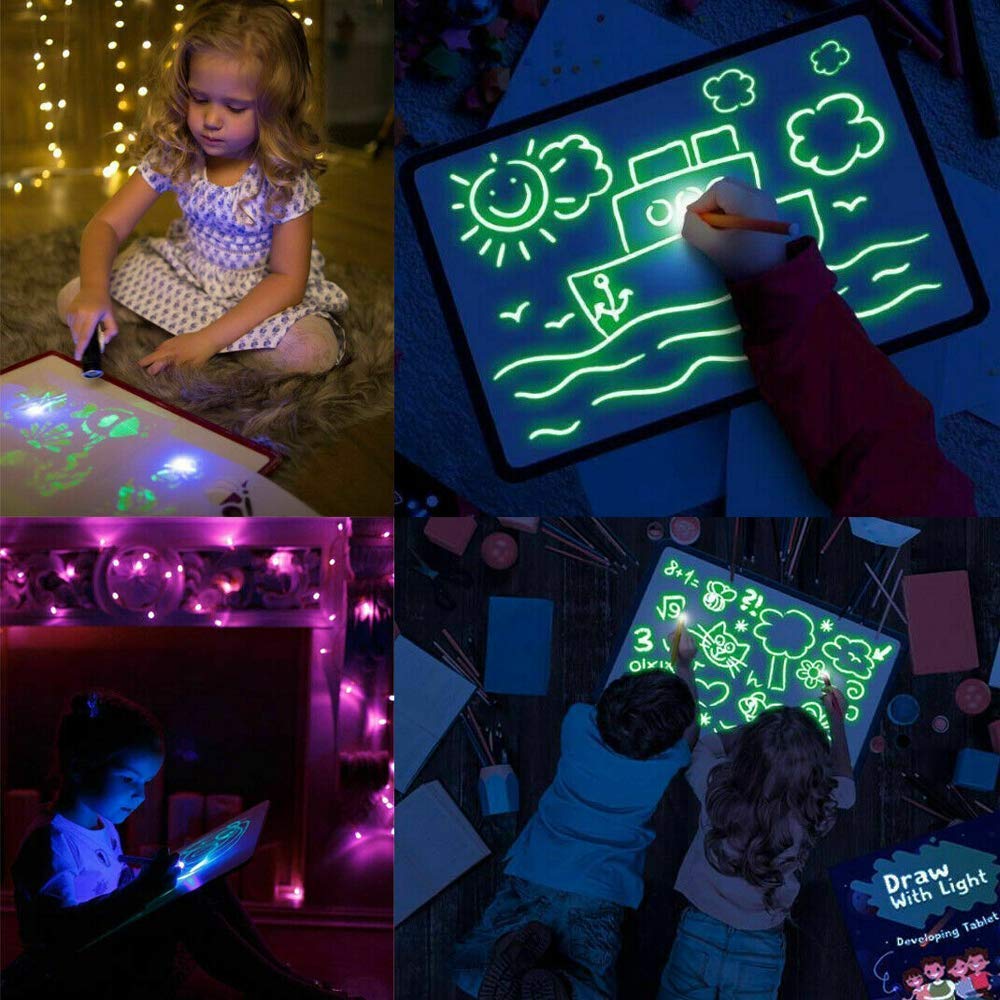 Kids Learning Drawing Magic Pad Light Up Drawing Pad Board Draw, Sketch, Create, Art, Write, Learning Tablet,Multicolor