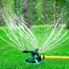 Automatic 360° Lawn Sprinkler 3 Arm 4 Nozzle Pipe Hose Water Sprayer