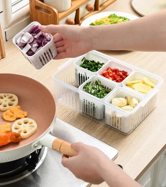 Fridge Organizers Storage Box Set-6 (Grid box khana-6)