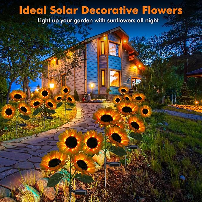 Solar Sunflower Lights,Solar Garden Light withLooking Flowers Outdoor PACK OF 1