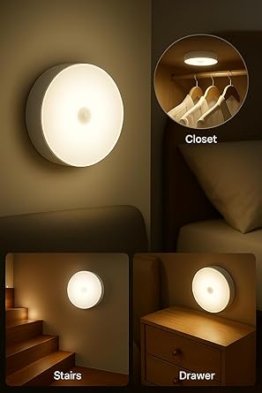 Motion Sensor Light for Home with USB Charging Wireless Self Adhesive LED Night Light(Pack Of 6)